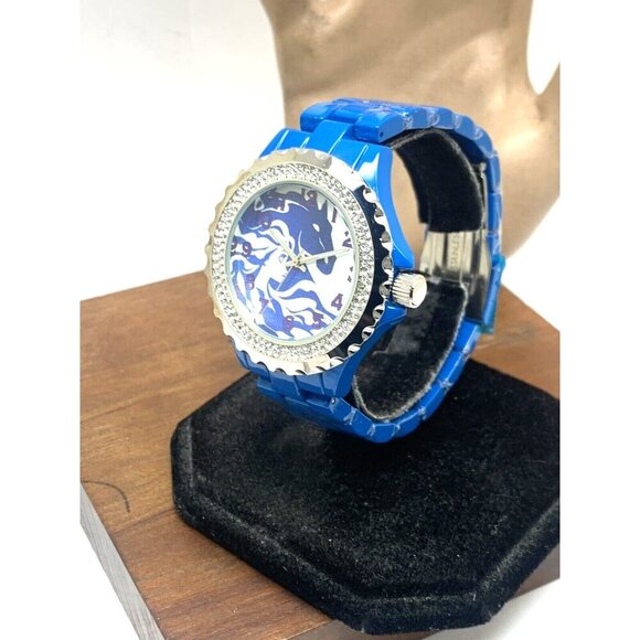 Disney Frozen Women's Watch WDS000835 Quartz Blue Band Crystals Bezel 41mm - Picture 2 of 15